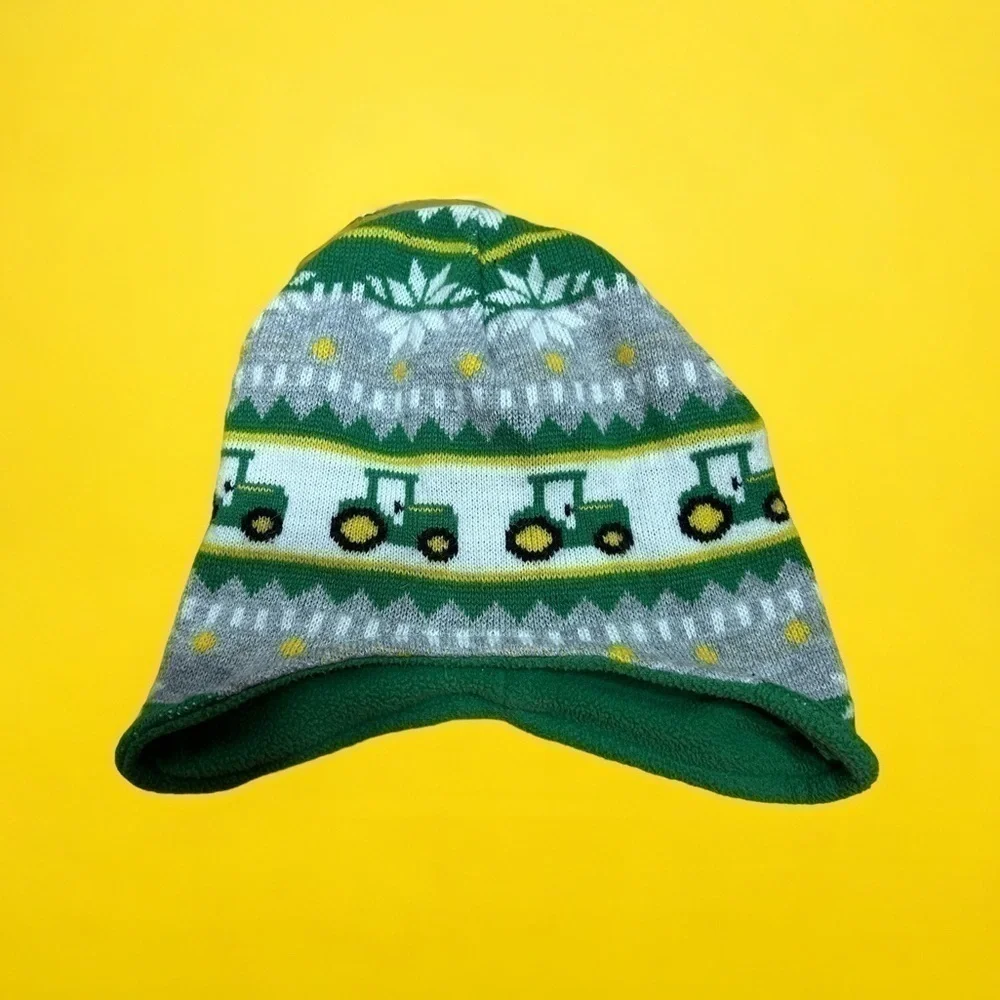 John Deere Knit Hat Winter Baby Tractor Farm Green Yellow